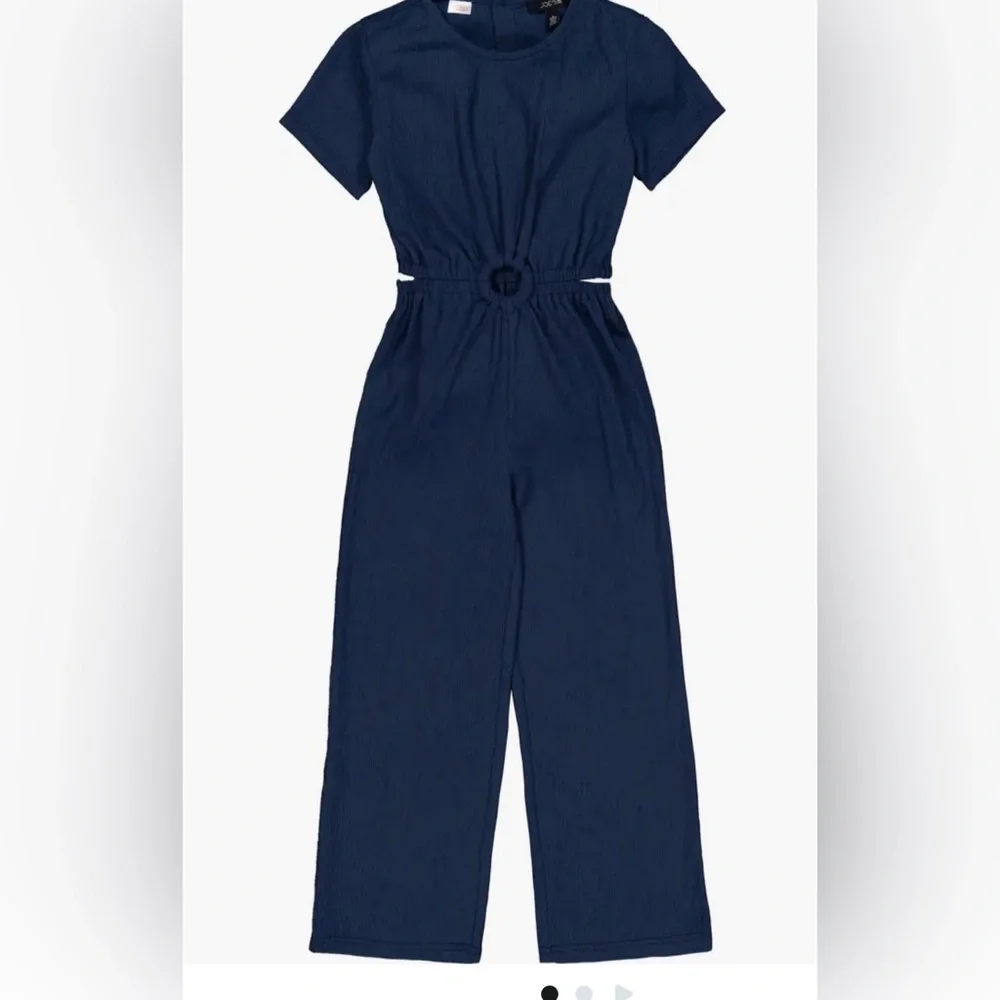 Joe's Jeans Blue Crinkle Wide Leg Jumpsuit O-Ring Sz XL 16 *Flaws